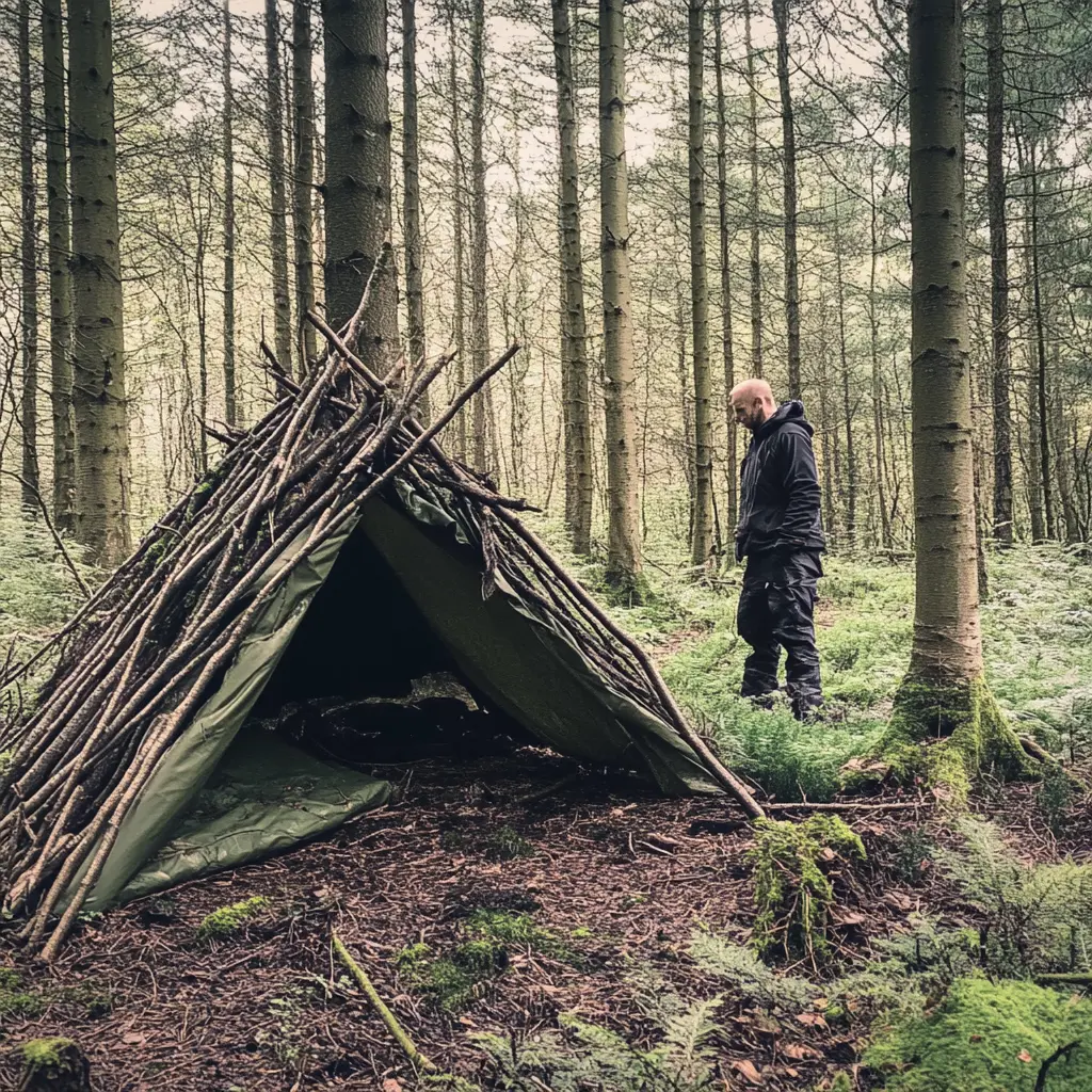 Wie baue ich ein wetterfestes Notlager im Wald?